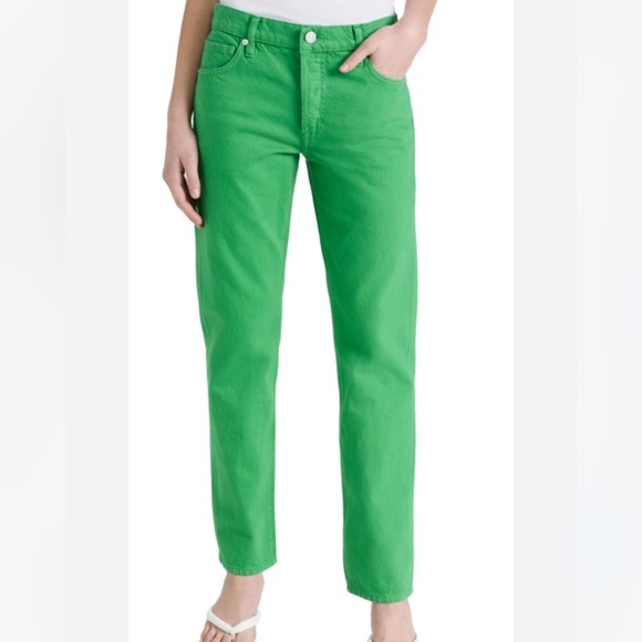 Frame Le Slouch Straight Leg Green Jeans - Picture 1 of 7